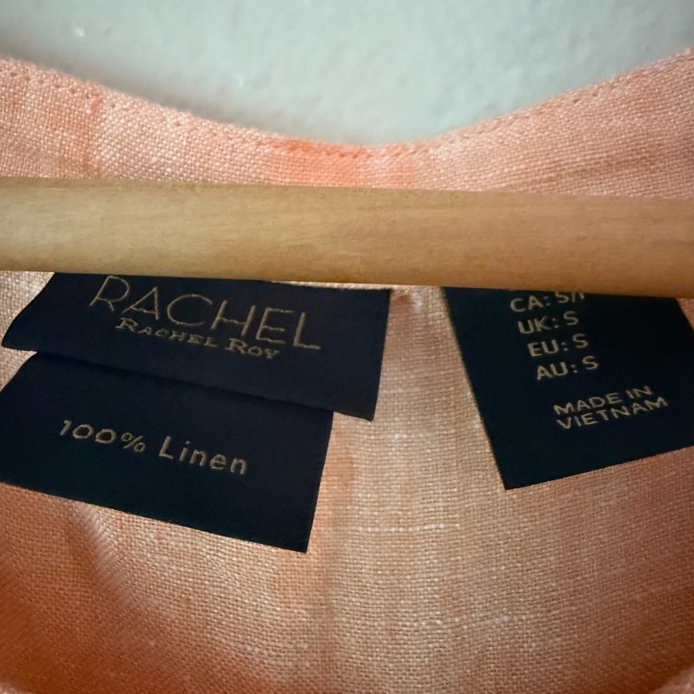 RACHEL Rachel Roy Linen Coral Button-Accent Tank Top - Picture 2 of 3